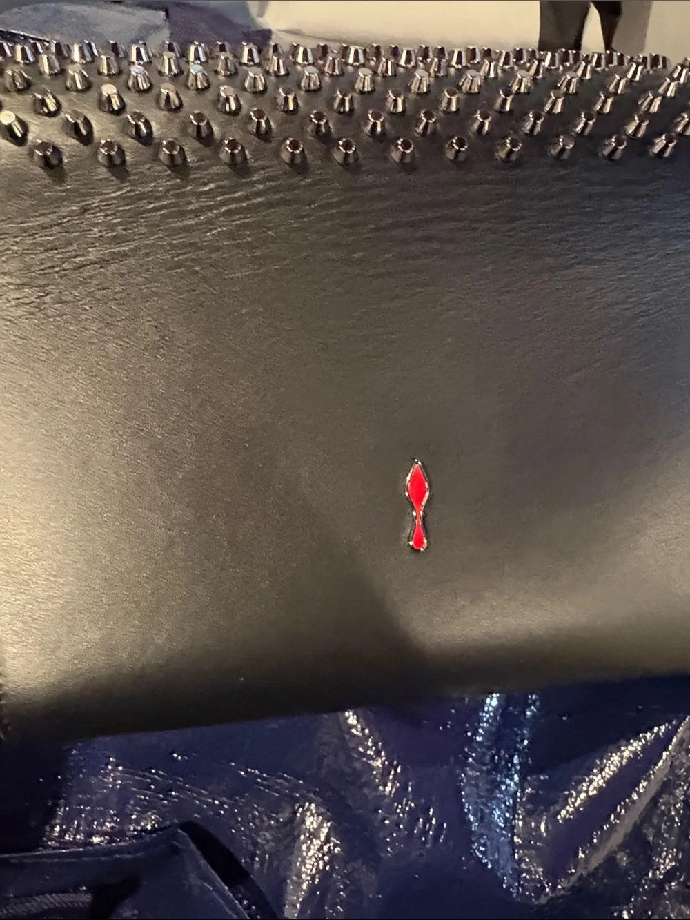 Christian Louboutin Black Spiked Leather Clutch